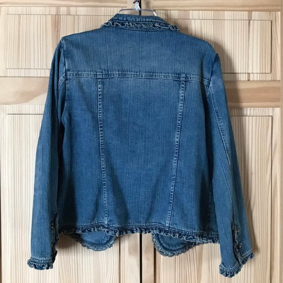 J. Jill Denim Ruffle Jean jacket M - Picture 2 of 2